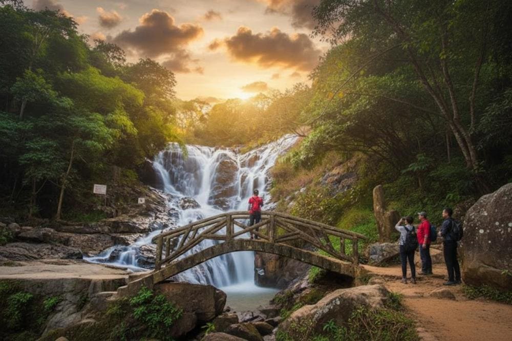 Thác có vẻ đẹp hoang sơ, nước trong vắt và không kém phần dữ dội.